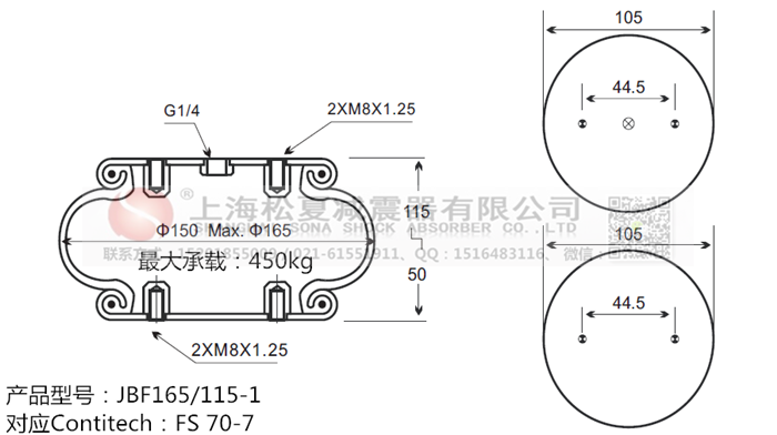 JBF165/115-1橡膠<a href='http://www.5058795.com/' target='_blank'><u>空氣彈簧</u></a>