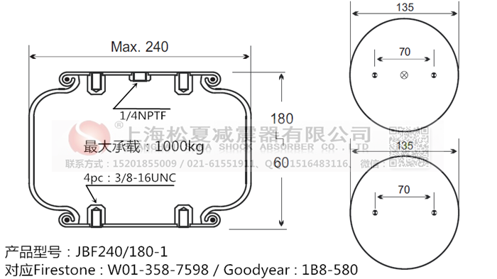 JBF240-180-1橡膠<a href='http://www.5058795.com/' target='_blank'><u>空氣彈簧</u></a>