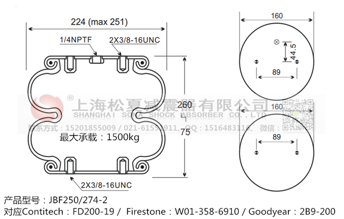 JBF250/274-2橡膠<a href='http://www.5058795.com/' target='_blank'><u>空氣彈簧</u></a>
