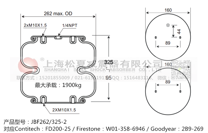 JBF262/325-2橡膠<a href='http://www.5058795.com/' target='_blank'><u>空氣彈簧</u></a>